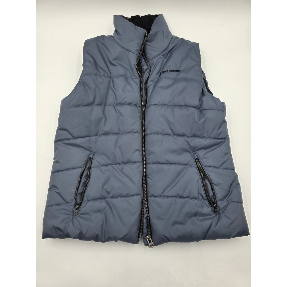 Free Country Puffer Vest Mens XL Full Zip Pockets Blue